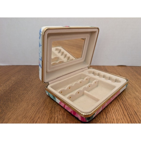 The Unbranded Brand Other - Vintage Floral Travel Jewelry Hard Case Clam Shell/Mirror/5.5x3.75x1.5"